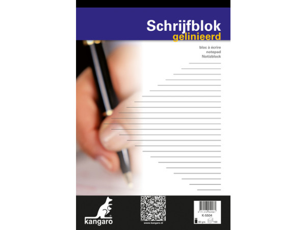 Schrijfblok A4 lijn 100 blad pak a 5 st