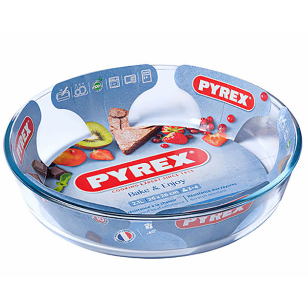 Pyrex bakvorm rond rechte rand 25cm glas