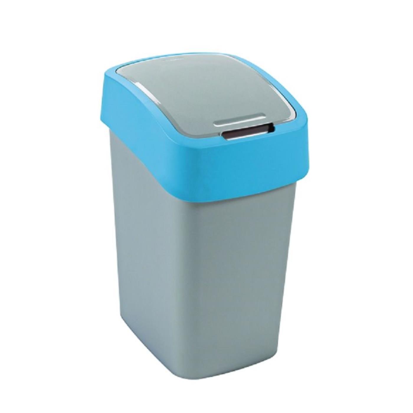 Curver Pacific Flip Bin Afvalbak 45L Zilver-blauw Kunststof