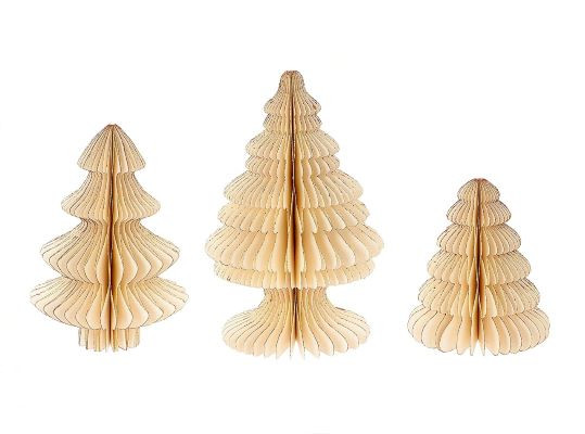 Kerstboom papier Foldy 3-delig off-white