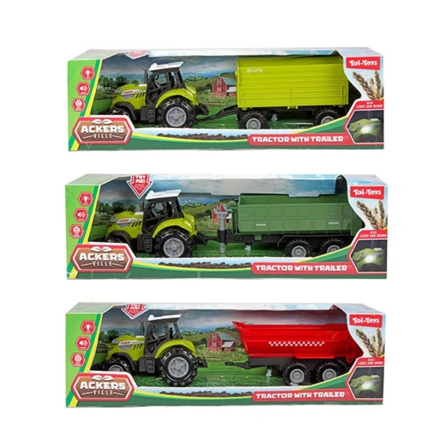 Toi Toys Ackers Ville Tractor Met Trailer 10cm