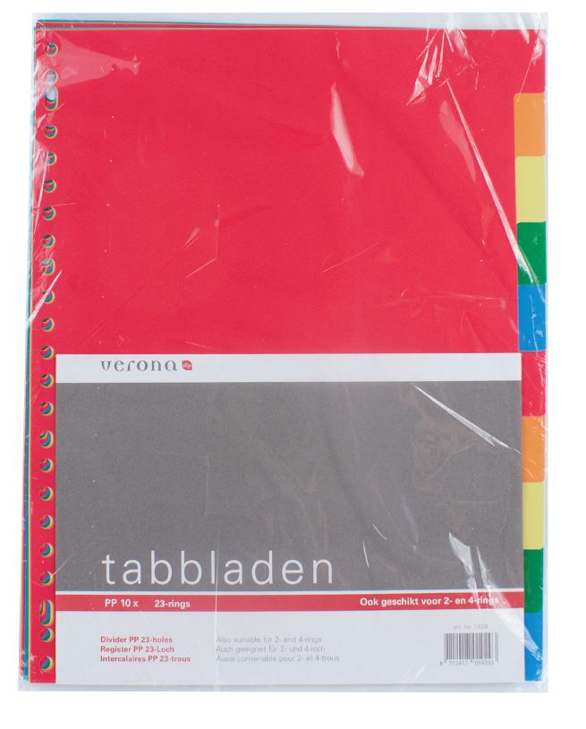 Tabbladen A4 23R Plastic Blanco 10-Delig