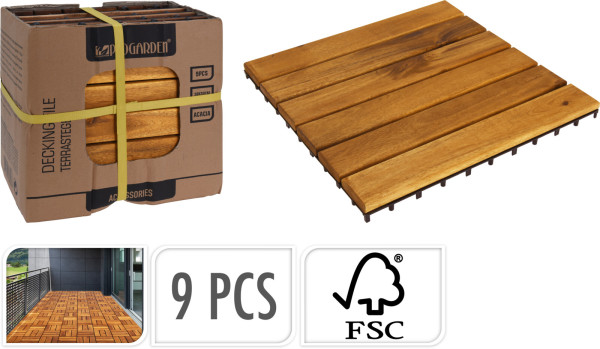 Terrastegels hout 30x30cm set a 9