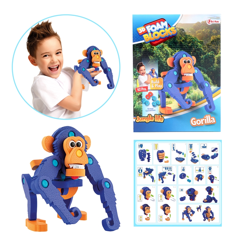 Toi Toys knutselpuzzel aap junior 25,8 cm blauw 59 delig