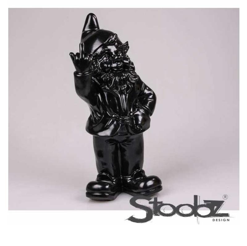 Stoobz Polystone Beeld Kabouter F*ck You Zwart 10cm