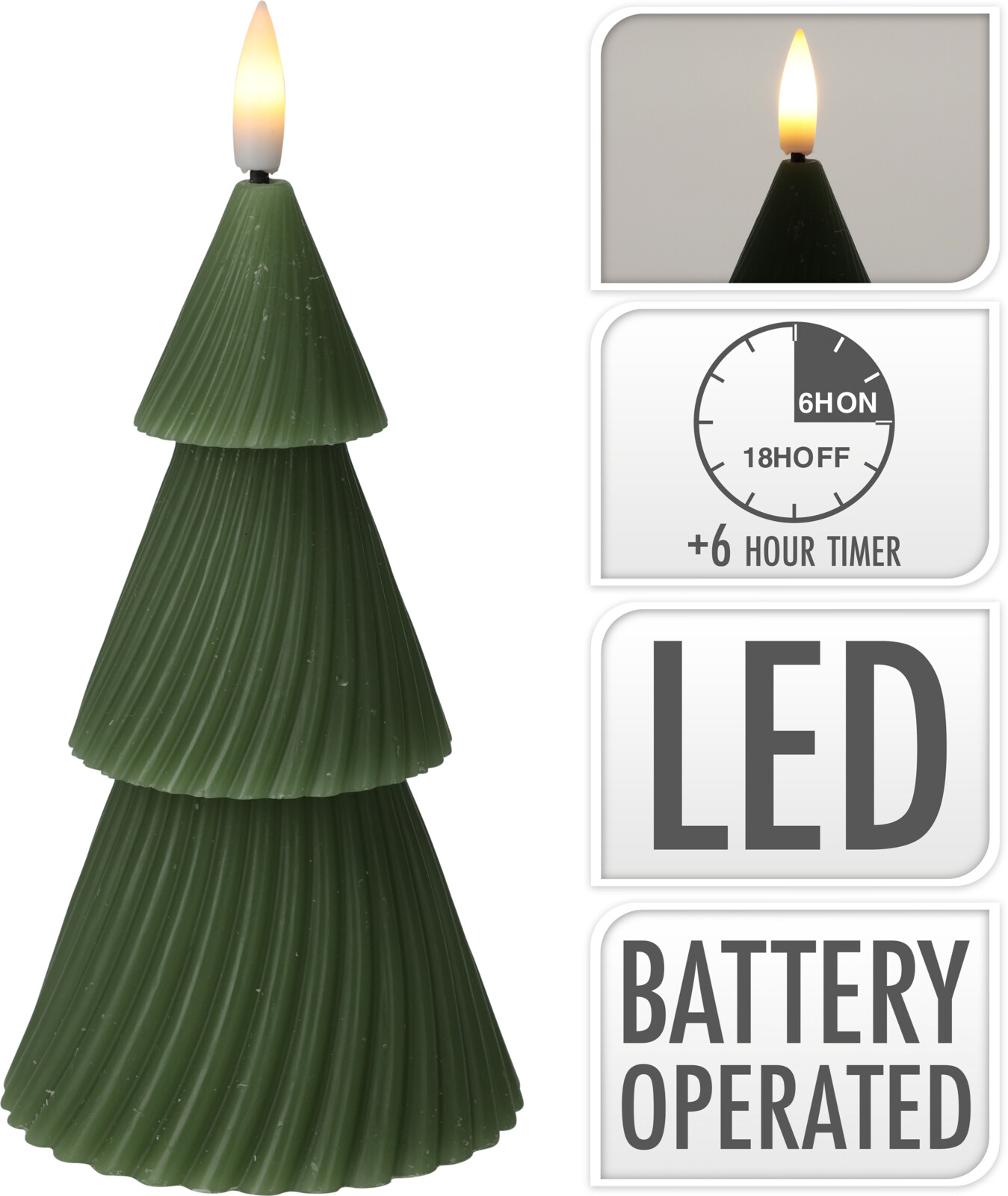 LED Kaars everlands kunstkerstboom 15cm Groen