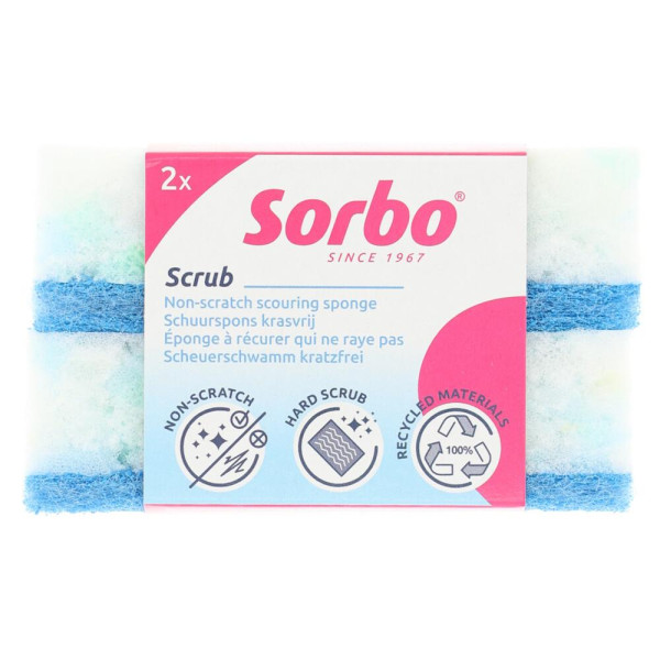 Sorbo Recycled schuurspons krasvrij 2st