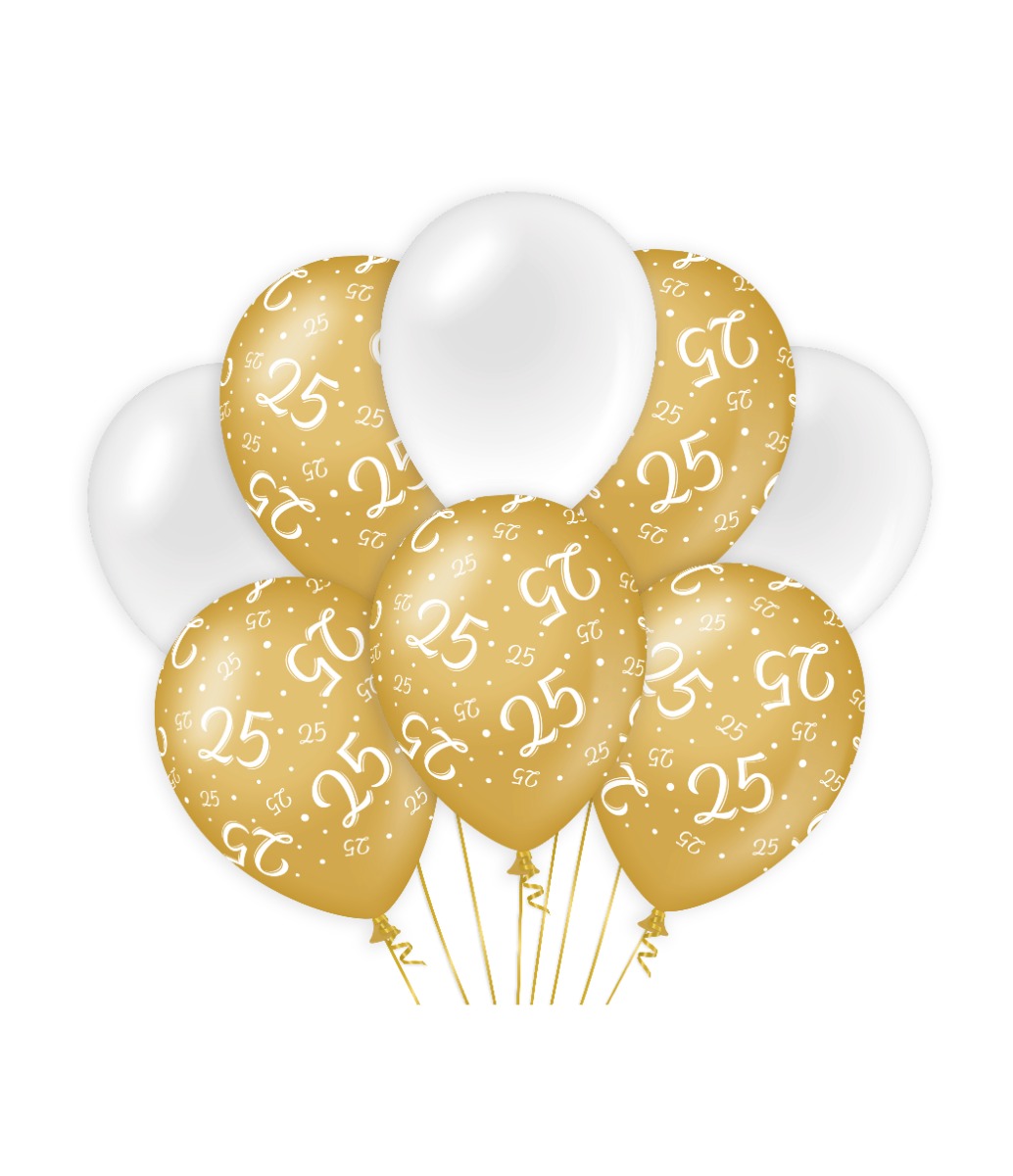 Paperdreams Decoration Balloons Goud/wit - 25 Verpakking A 8 Stuks