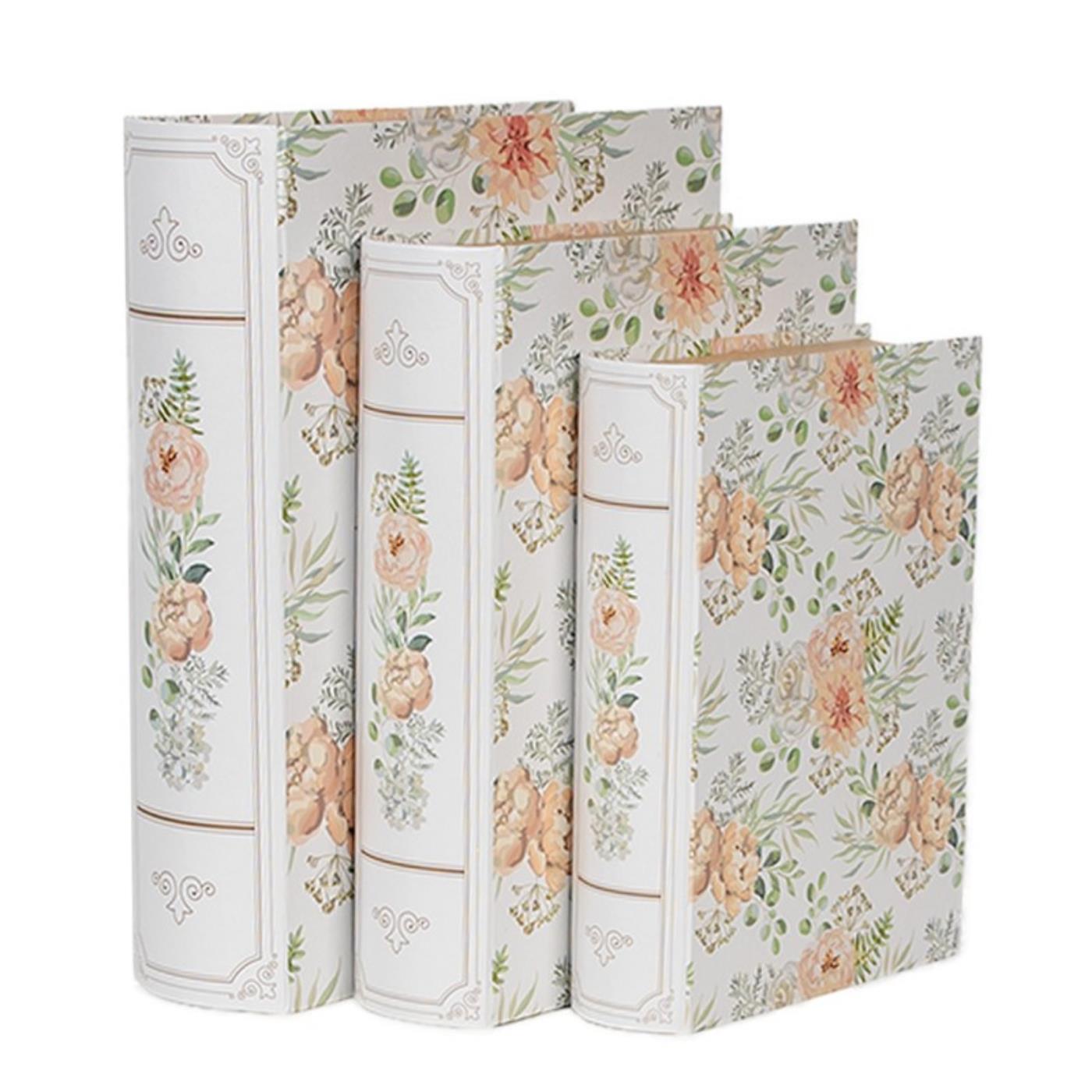 Clayre & Eef Opbergboeken Bloemen Set A 3 29x24x7/25x20x6/22x16x5cm