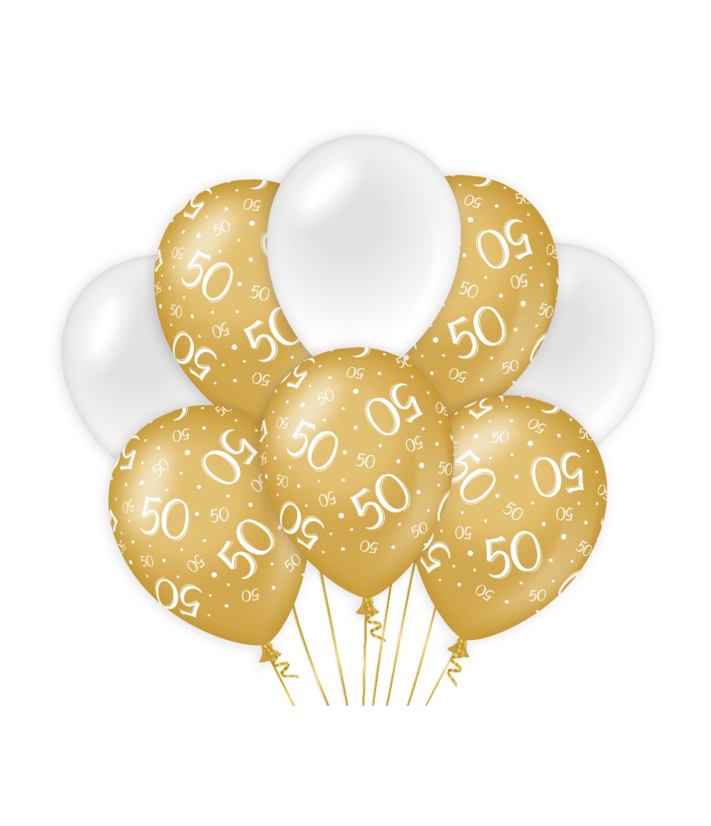 Paperdreams Decoration Balloons Goud/wit - 50 Verpakking A 8 Stuks