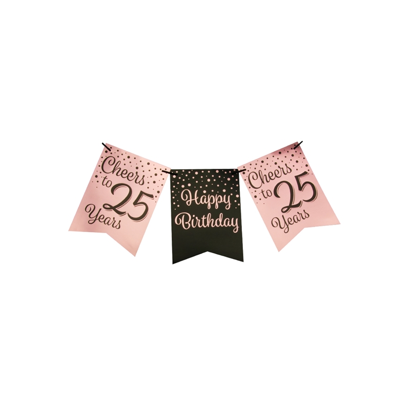 Paperdreams Party Flag Banner Roze/zwart - 25