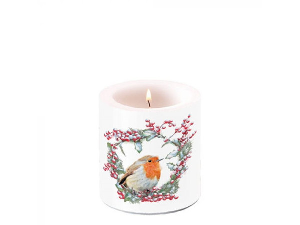 Ambiente Kaars klein Robin In Wreath