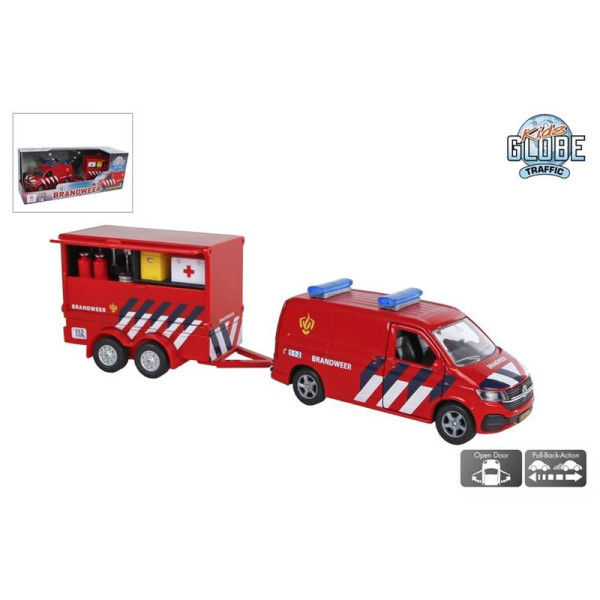 VW Transporter brandweer met aanhanger