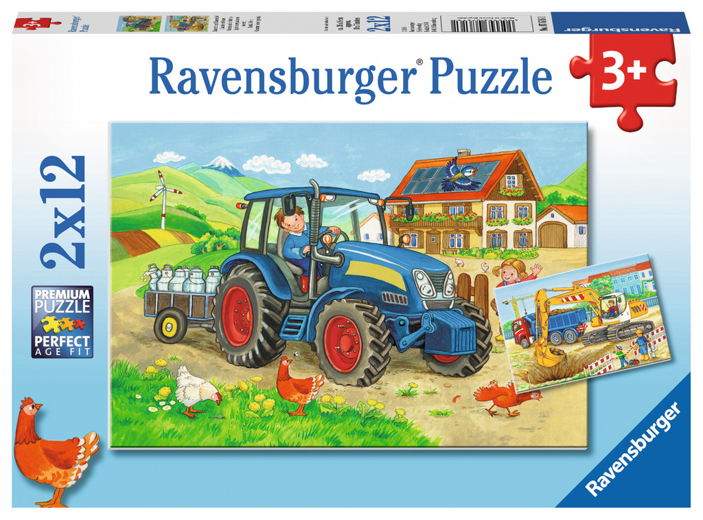 puzzel Op de bouwplaats en boerderij