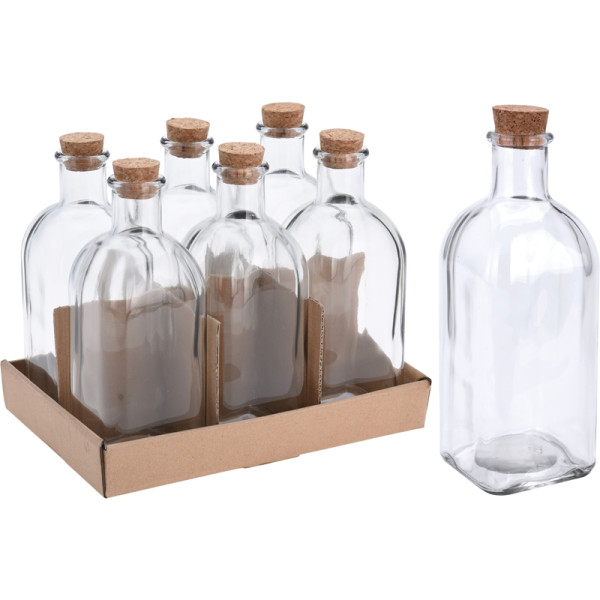 Fles glas met kurk 500ml