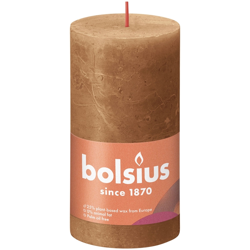 Bolsius Shine Collection Rustiek Stompkaars 130/68 Spice Brown- Kruidig Bruin