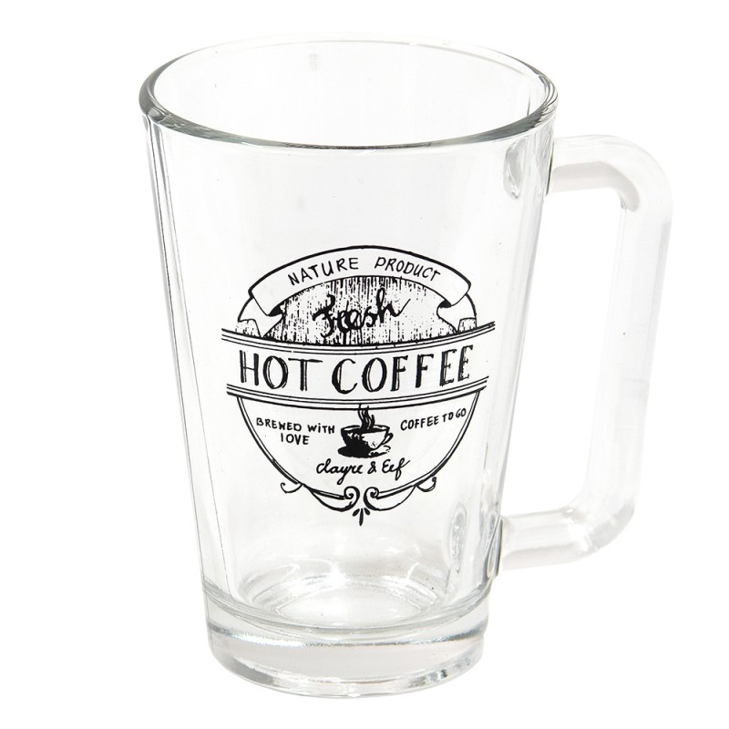 Clayre & Eef Mok 250 Ml Zwart Glas Hot Coffee Theemok Moederdag Cadeau Capuccino Zwart Theemok Moede