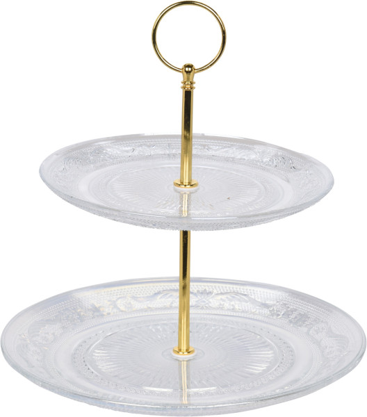 Etagere glas 18cm/23cm iriserend