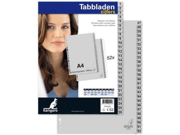 Tabbladen A4 23 rings cijfers 1-52