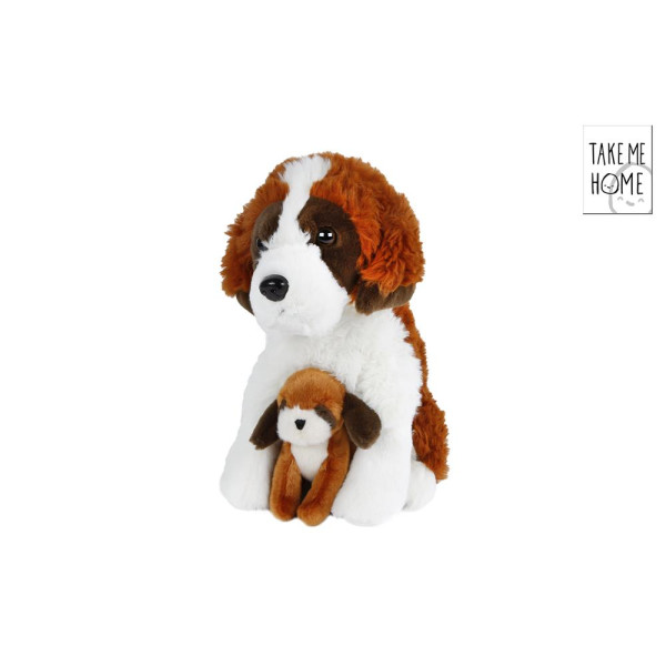 Take Me Home hond met pup pluche 26cm