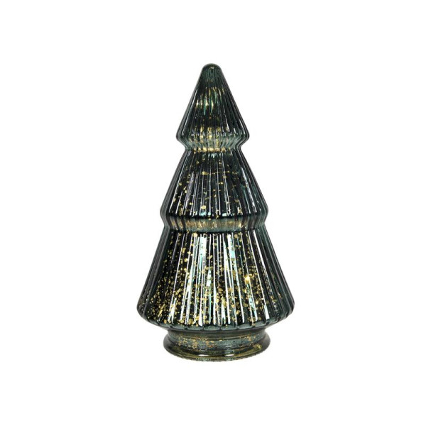 Beeld Kerstboom glas LED groen 19,5cm