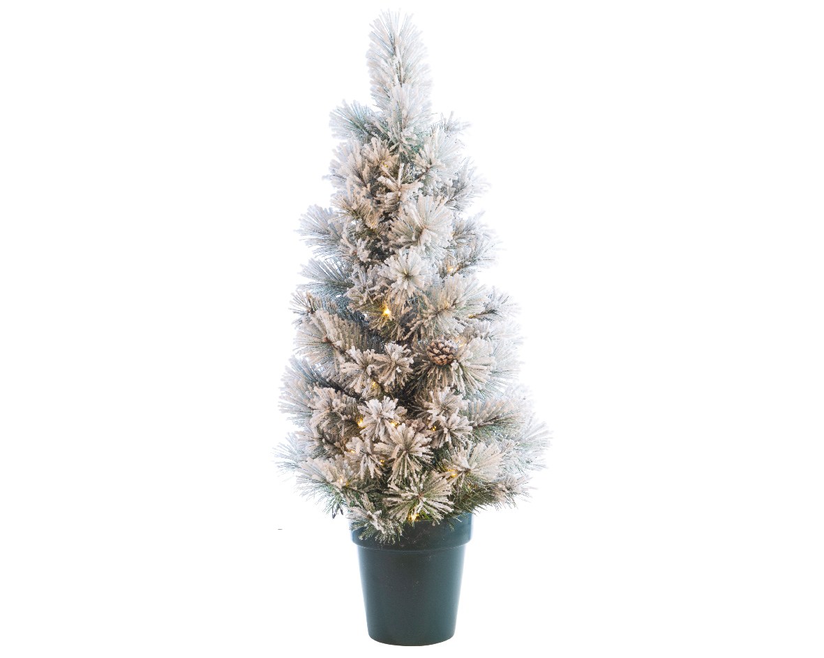 everlands kunstkerstboom besneeuwd in pot 120cm 80LED