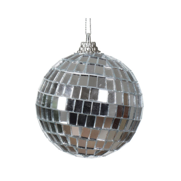 Kerstbal Discobal kunststof zilver 6cm