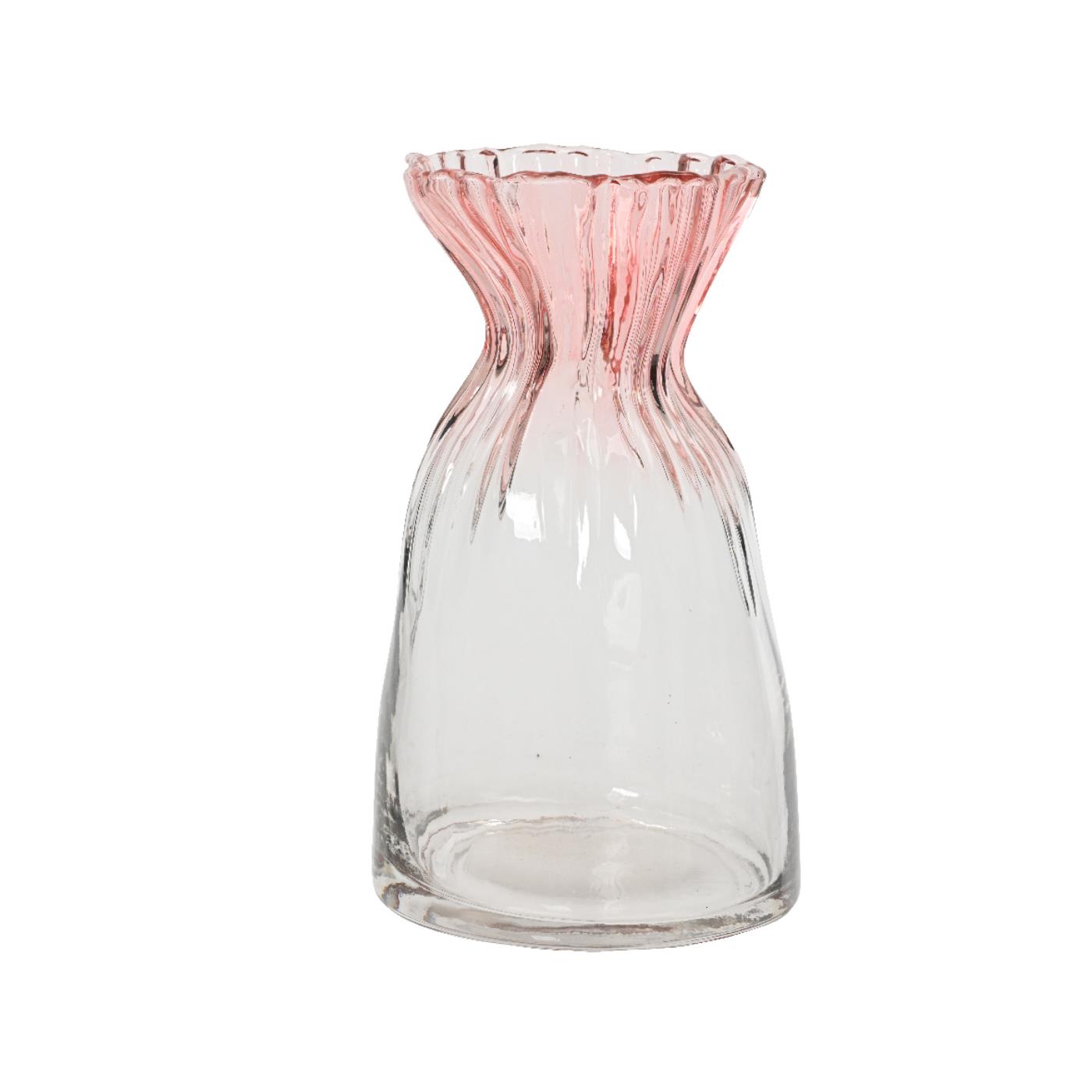 Decoris Vaas Glas Ø12cm X H.20.5cm Zacht Roze