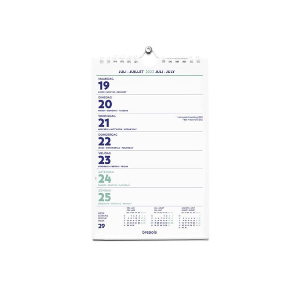 Wandkalender week 2025 bovenspiraal