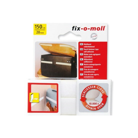 Fix-o-moll plak klittenband 150cm wit