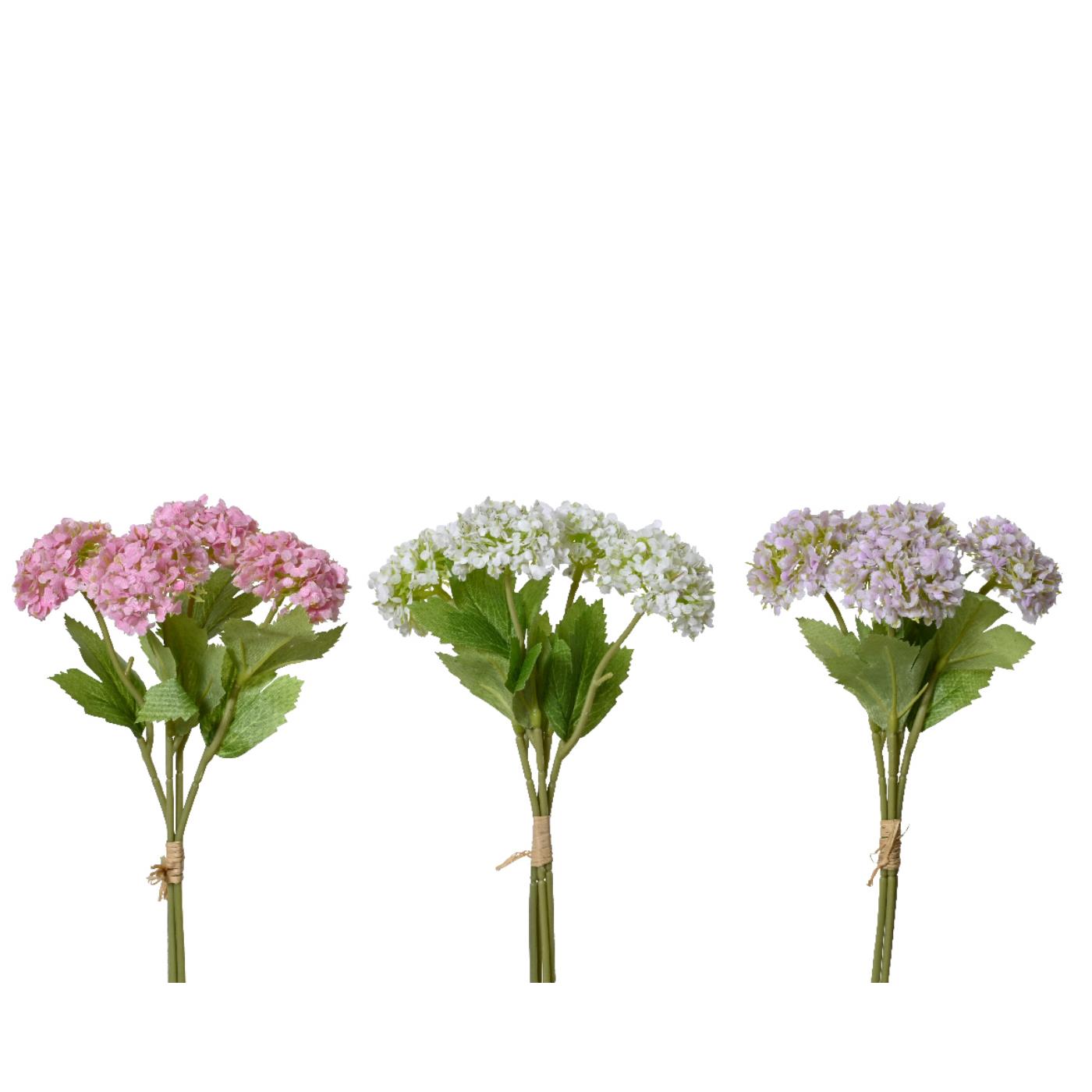 Decoris Kunstbloemen Mini Hortensia 30cm Bosje Met 4 Stelen H30cm