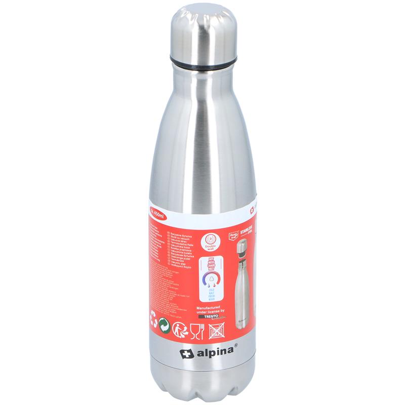 Alpina Isolerende Drinkfles Thermosfles Met Schroefdop Dubbelwandig 500 Ml Rvs