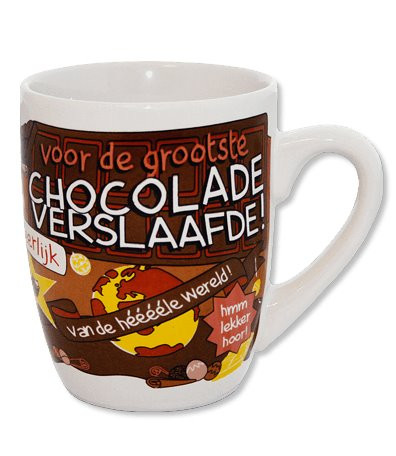 Cartoonmok chocolade verslaafde