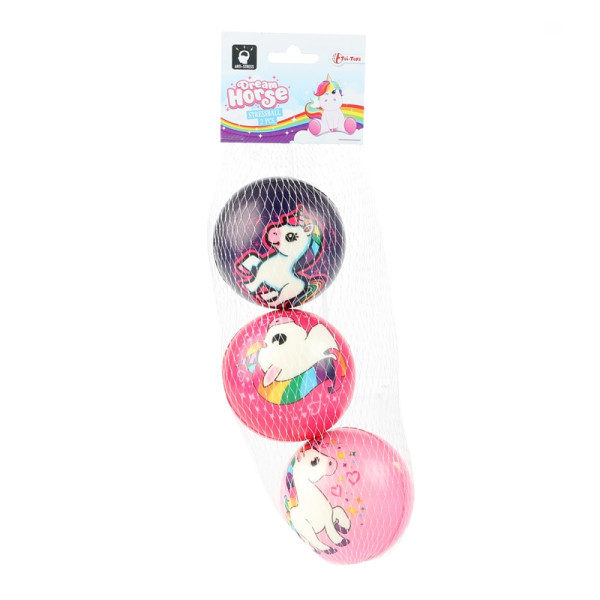 Toi Toys 3 ballen in netje unicorn