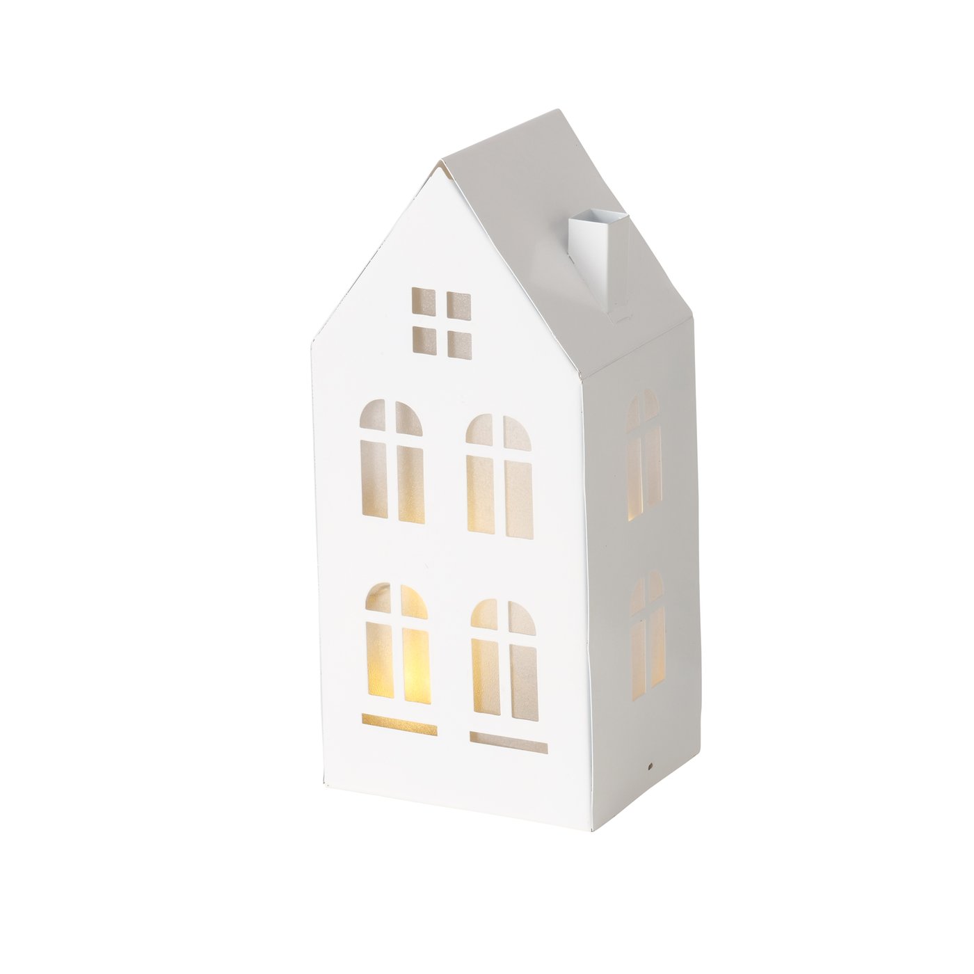 Deco Huisje Domizil Metaal Met LED H22,3cm (exclusief 3x AAA Batterij)