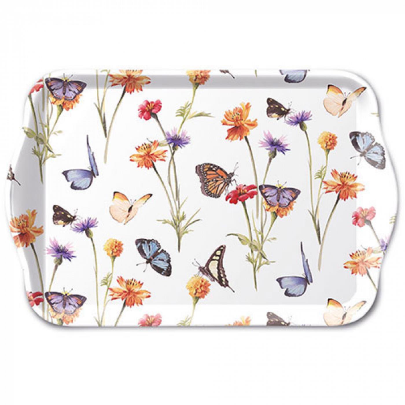 Ambiente Dienblad Melamine Butterfly Garden White 13x21cm