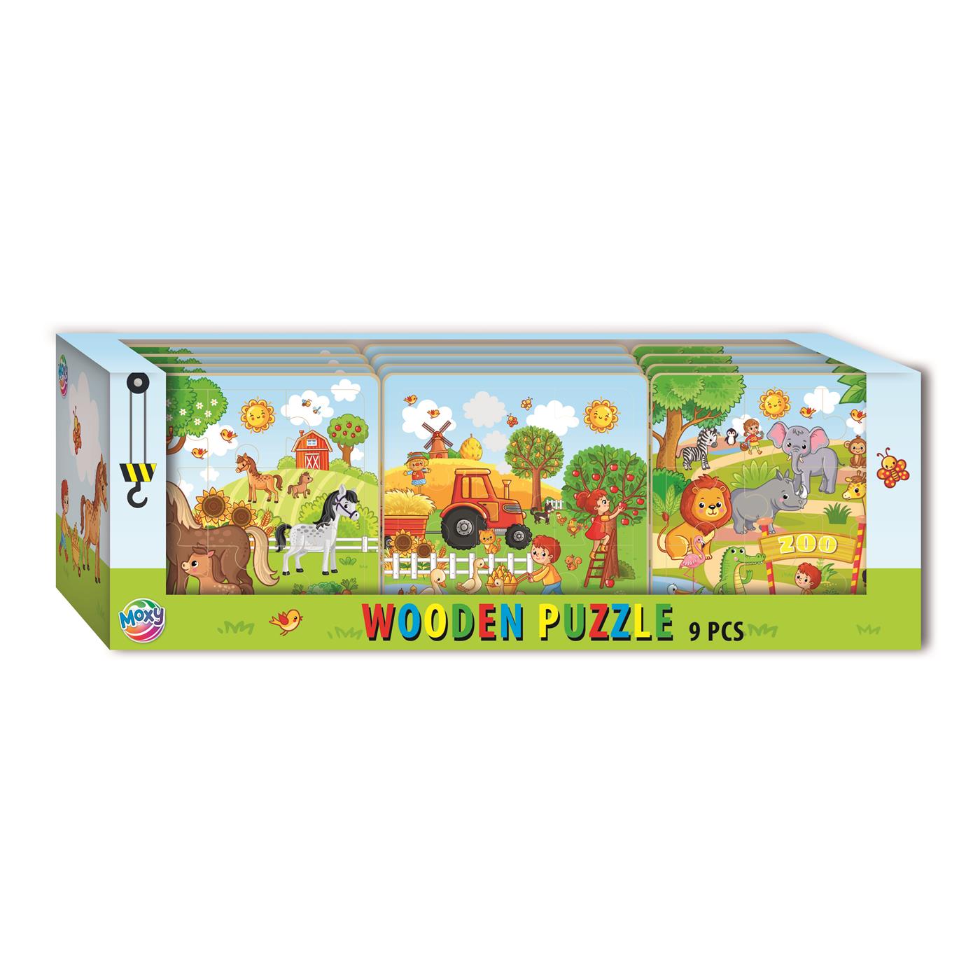 Moxy Houten Puzzel 9 Stukjes 15x15cm