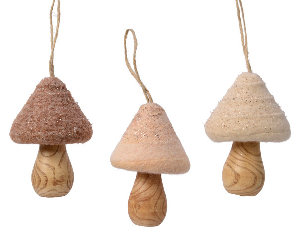 Hangdeco Paddenstoel hout met wol