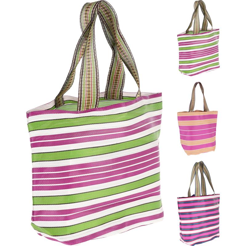 Shopper Polyester Streep Met Hengsels 50x18x37cm