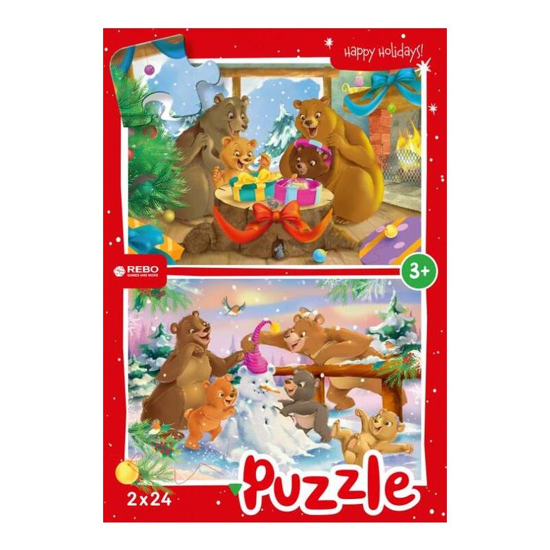 Rebo Christmas Bears - Puzzel 2 X 24 Stukjes