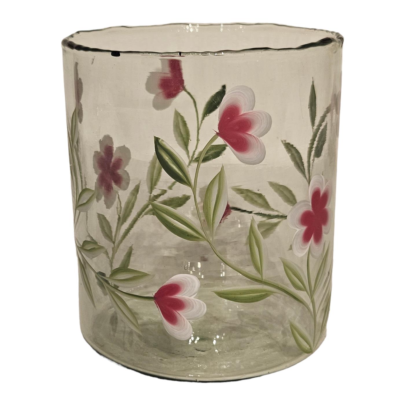 Mansion Atmosphere Vaas Glas Met Roze Bloemen 13x13x15cm