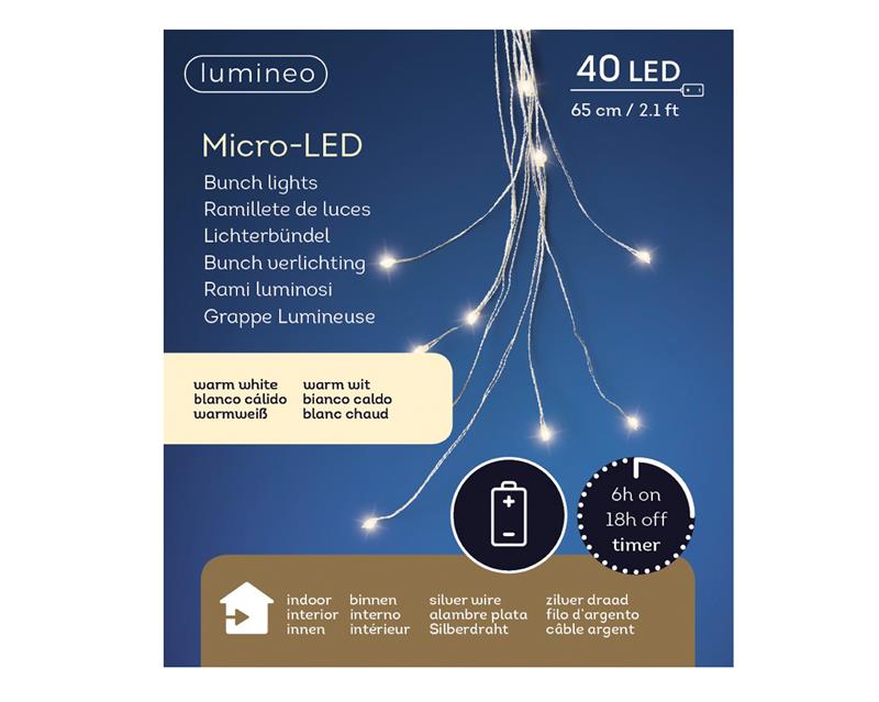 Lumineo Micro LED Draadverlichting Cascade Bosje Van 8 Snoeren Van 65cm-40LED