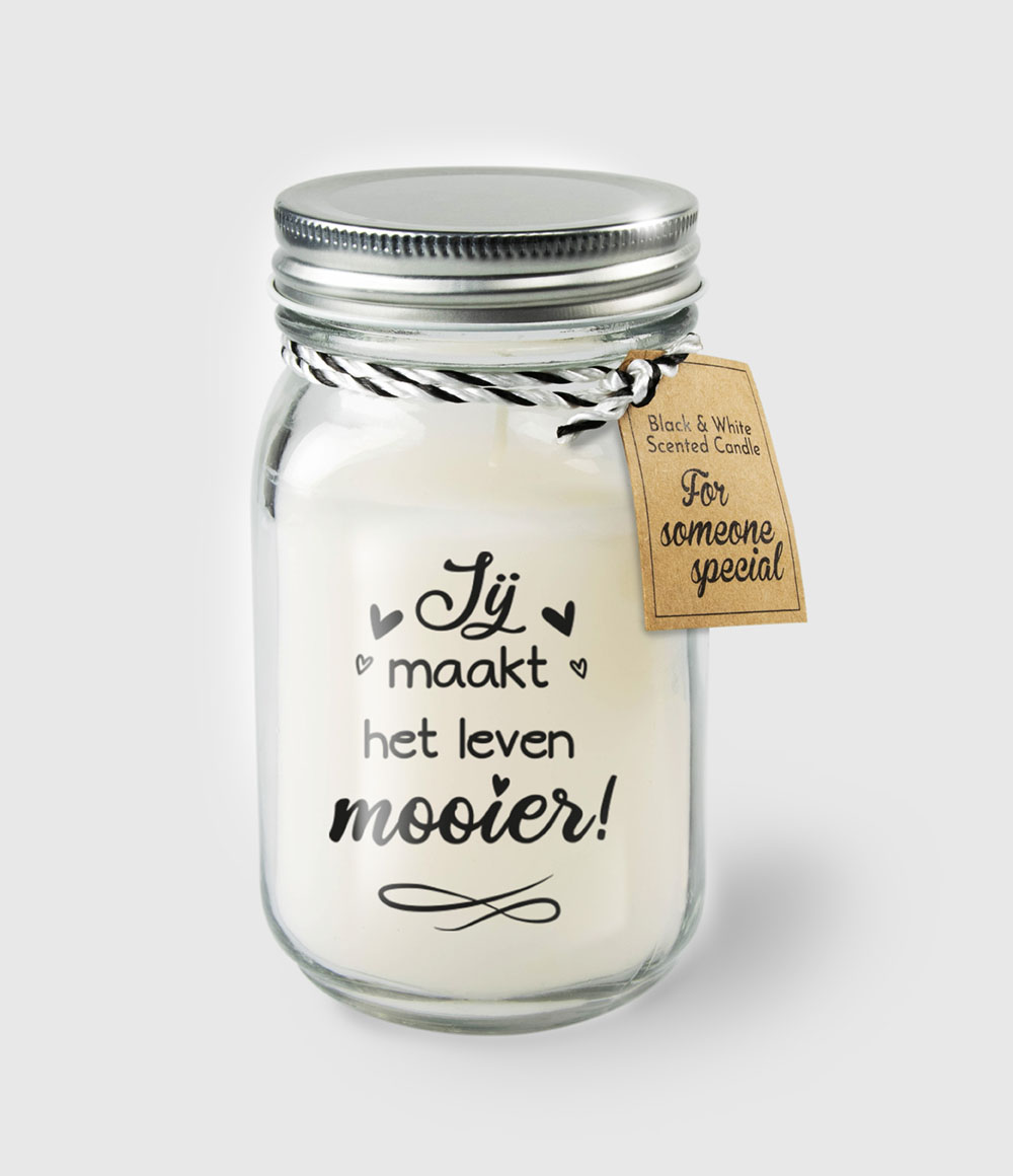 Deze Black And White Scented Candle Met Tekst Is Verkrijgbaar In Een Mooie