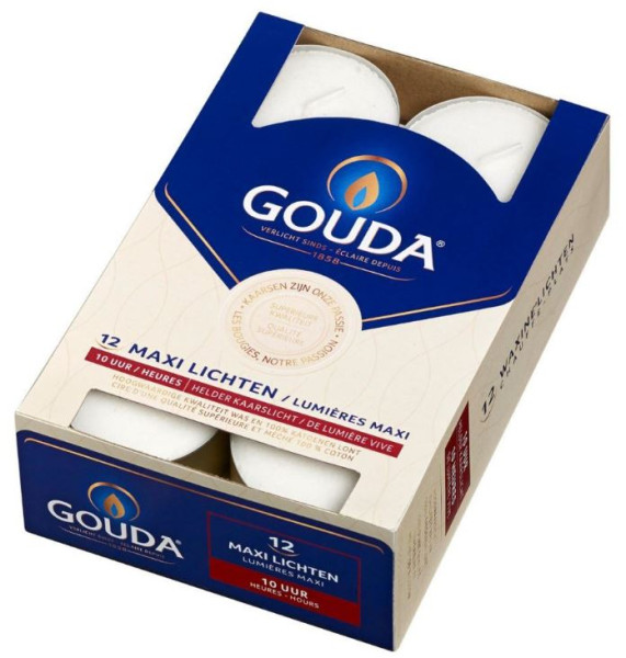 Gouda Maxi waxinelicht 10 uur doos a 12