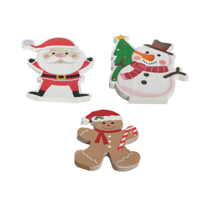 Servetten X20 16x19cm Gingerbread, Kerstman Of Sneeuwpop