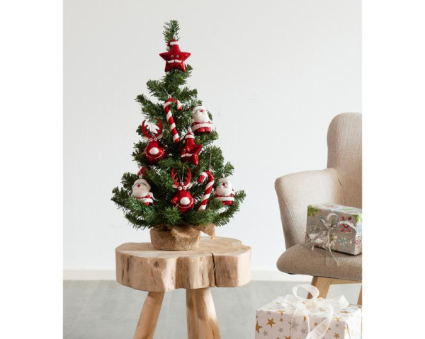 Mini Kunstkerstboom + deco groen/rood Imperial H60c