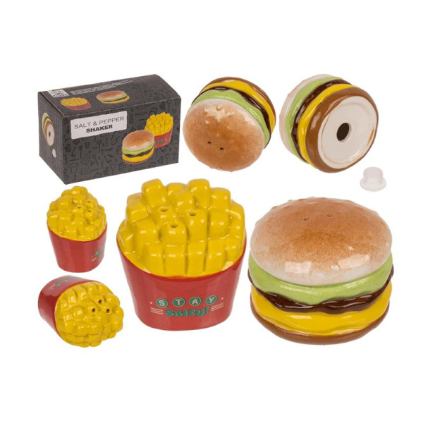 Peper & zoutstel Burger&Fries 5,5x4,5cm