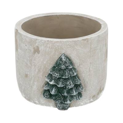 Bloempot Natale everlands kunstkerstboom Dia14x11cm Grijs