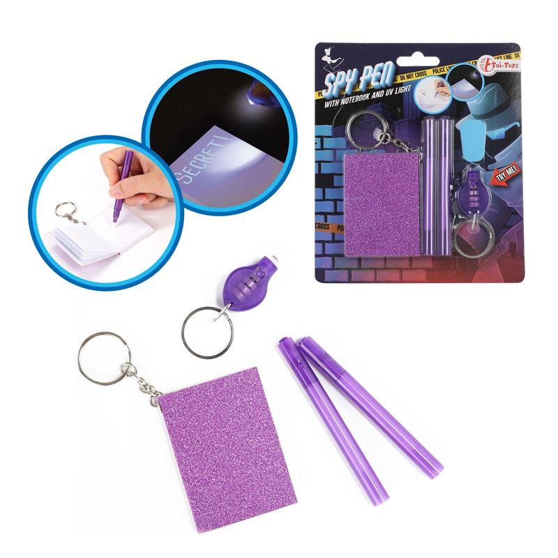 Toi Toys Notitieboek+UV Lamp Aan Sleutelhanger Met Spy Pen Voor Geheimschrift