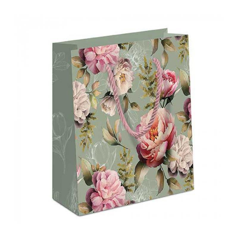 Geschenkenlaantje - Ambiente - Cadeautas - Peonies composition green - 22.5x17x9cm